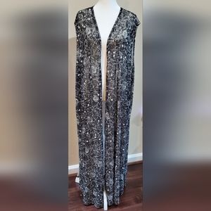LulaRoe Joy sleeveless longline floral Duster Vest, 3XL
